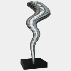 Giant|Floor Standing^Statues & Sculptures Tornado 197cm Silver Metal Garden Sculpture v3