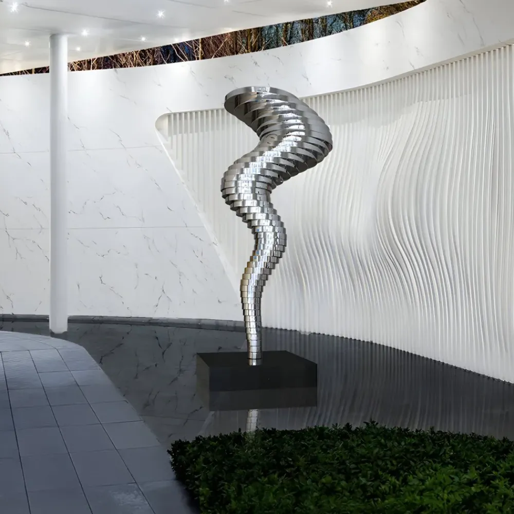Giant|Floor Standing^Statues & Sculptures Tornado 197cm Silver Metal Garden Sculpture v3