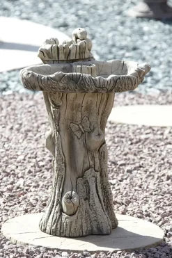 Bird Baths^Statues & Sculptures Twin Feeder Stone Garden Birdbath