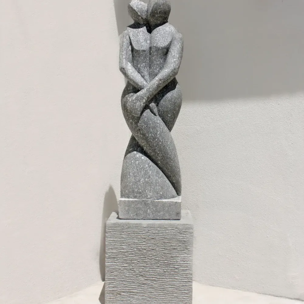 Contemporary^Statues & Sculptures Twin Flame Contemporary Stone Garden Sculpture