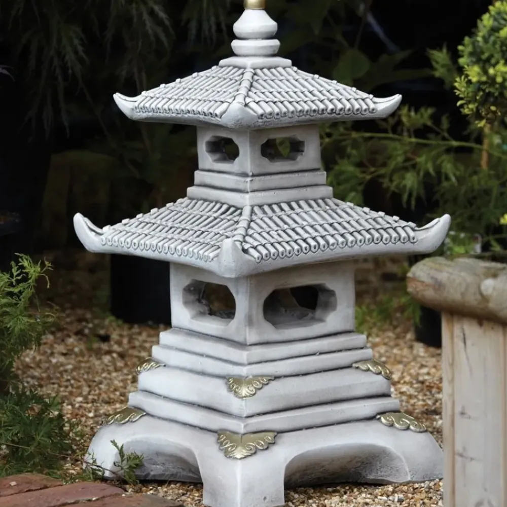 Pagodas^Statues & Sculptures Two Tier Japanese Pagoda Stone Garden Ornament