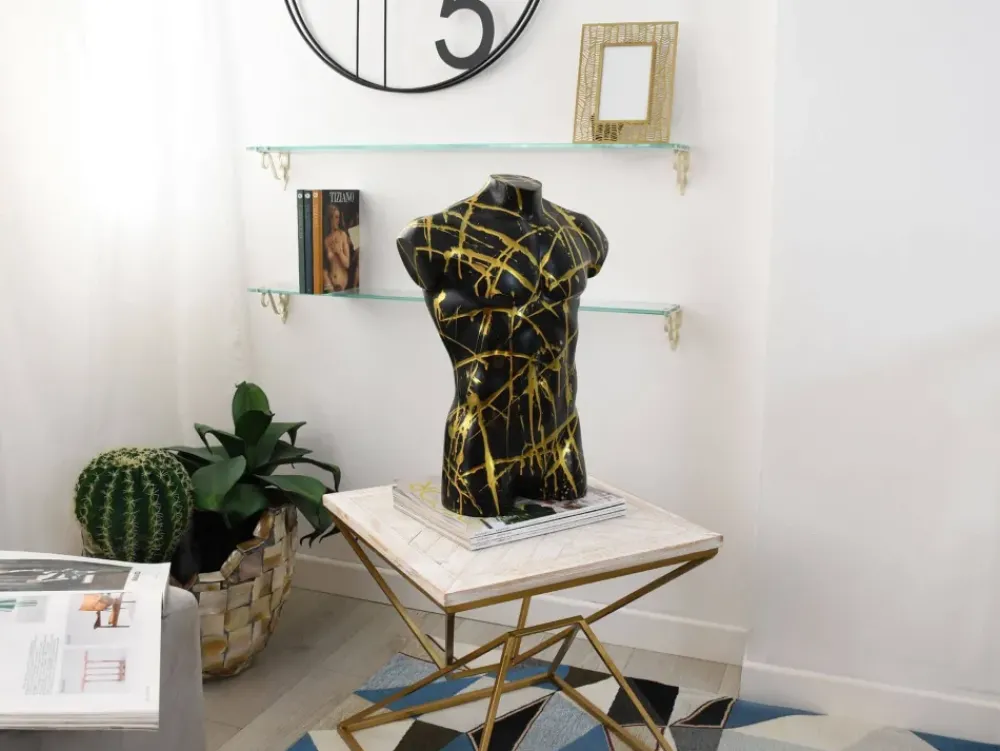 Figurative|Table Top^Statues & Sculptures Valiant Torso 50cm Black Resin Indoor Sculpture