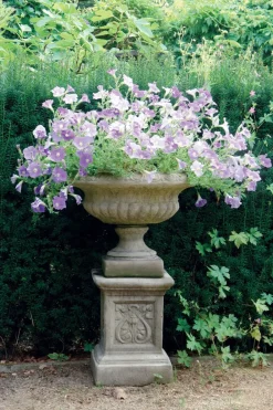 Large|Round^Statues & Sculptures Victorian Medium Stone Garden Planter on Pedestal