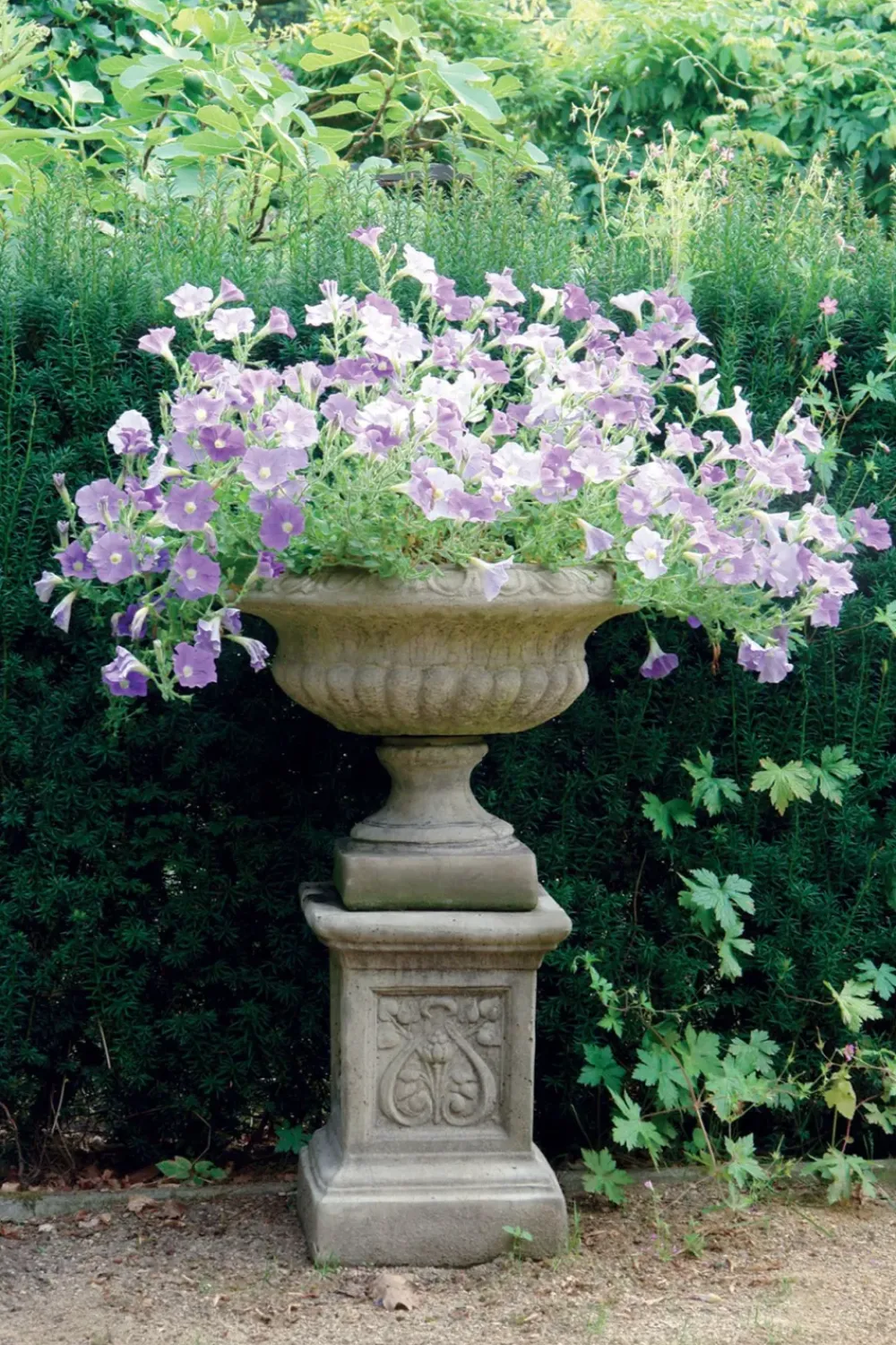 Large|Round^Statues & Sculptures Victorian Medium Stone Garden Planter on Pedestal