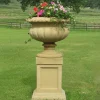 Large|Round^Statues & Sculptures Victorian Tazza Stone Garden Planter on Pedestal