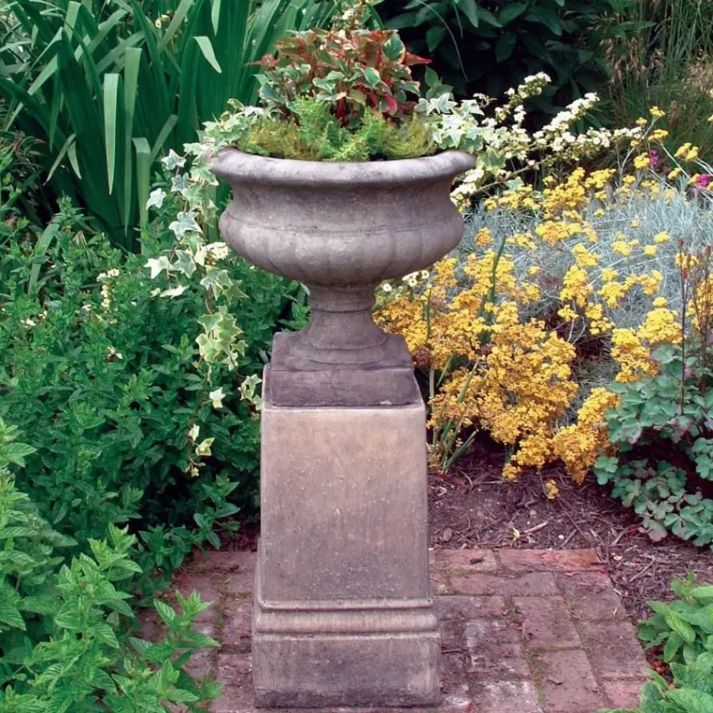 Large|Round^Statues & Sculptures Victorian Urn on Pedestal Stone Garden Planter