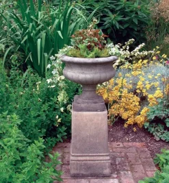 Large|Round^Statues & Sculptures Victorian Urn on Pedestal Stone Garden Planter
