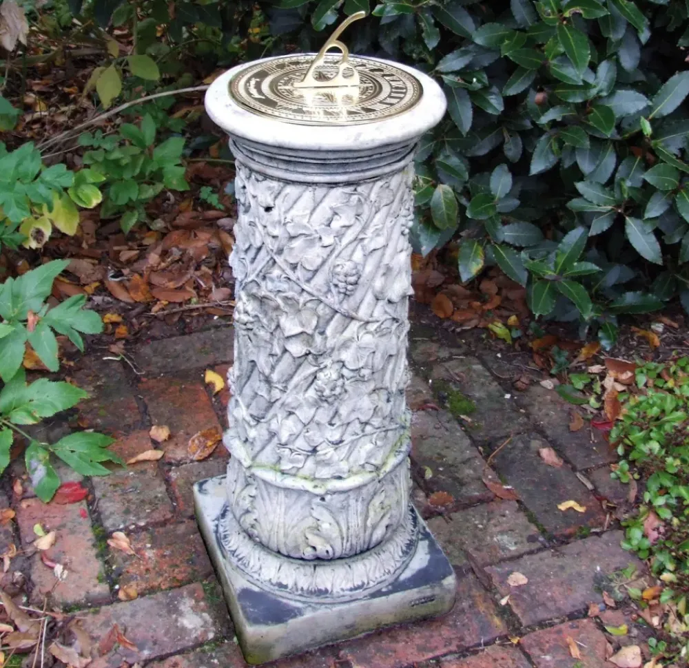 Garden Sundials^Statues & Sculptures Vine Brass Stone Garden Sun Dial