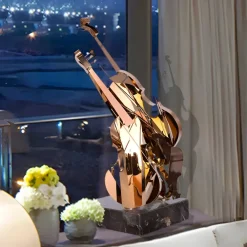 Table Top|Floor Standing^Statues & Sculptures Violin Fusion 80cm Copper Metal Indoor Sculpture