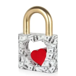 Table Top|Contemporary^Statues & Sculptures Wealth Padlock 38cm Gold Resin Indoor Sculpture
