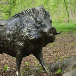 Wildlife^Statues & Sculptures Wild Boar Life-Size Bronze Metal Garden Statue