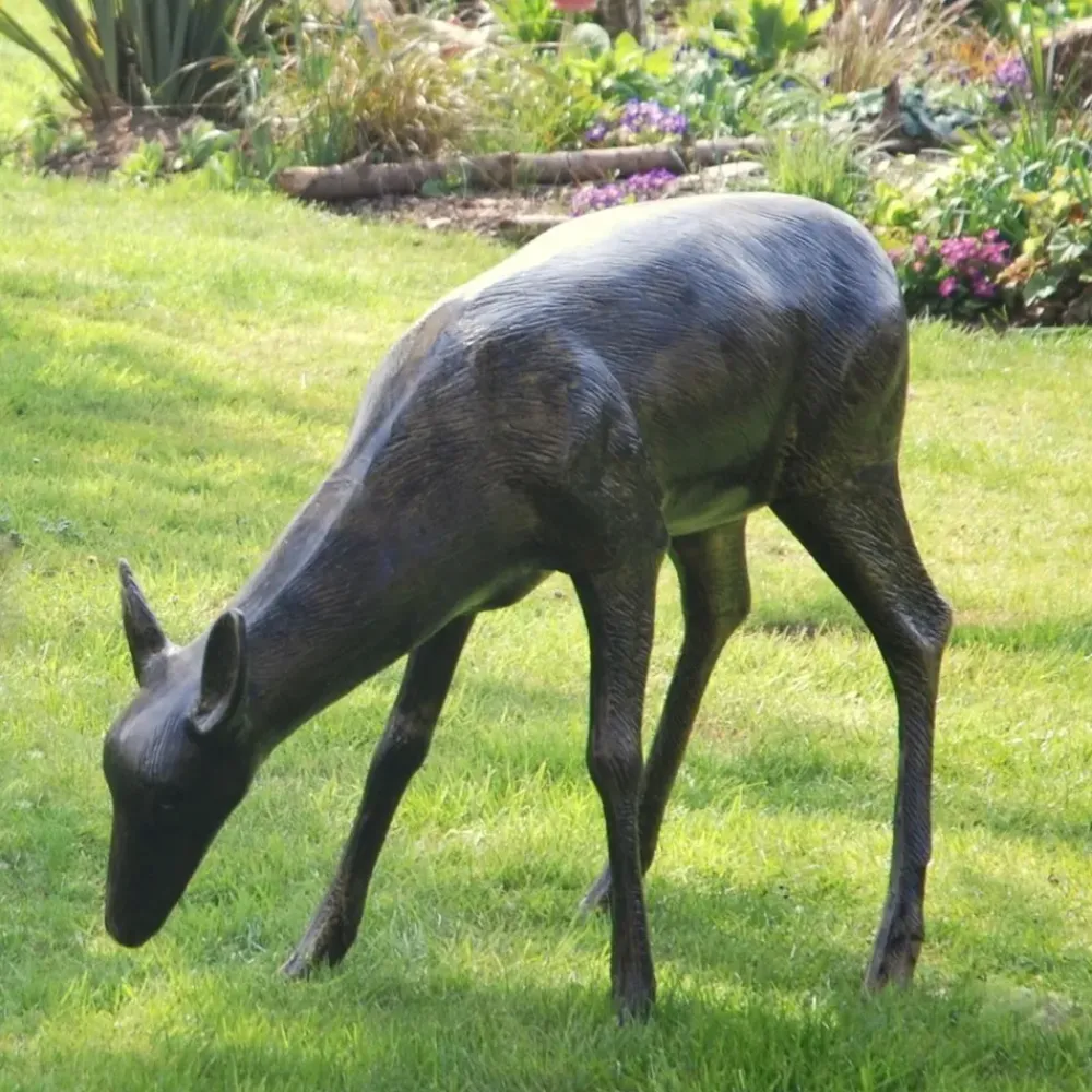 Stags & Deers^Statues & Sculptures Wild Doe Life-Size 85cm Bronze Metal Garden Statue