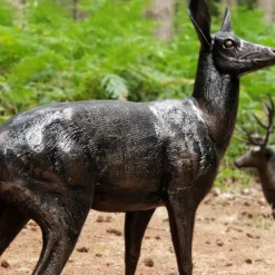 Stags & Deers^Statues & Sculptures Wild Doe Life-Size 118cm Bronze Metal Garden Statue
