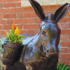 Farm^Statues & Sculptures Wild Donkey with Baskets Bronze Metal Garden Statue