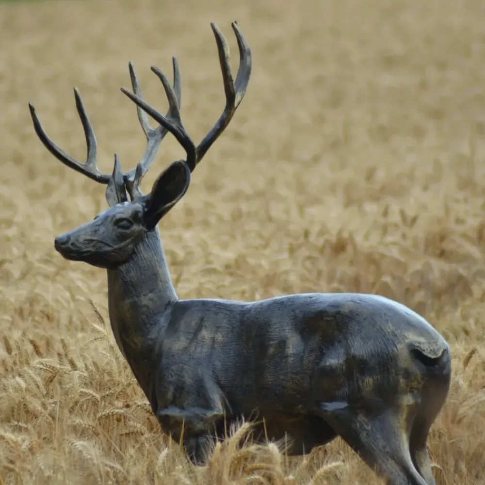 Stags & Deers^Statues & Sculptures Wild Stag Life-Size 148cm Bronze Metal Garden Statue
