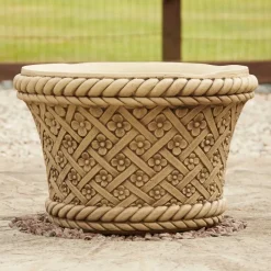 Large|Round^Statues & Sculptures Woven Plant Pot Bathstone Stone Garden Planter
