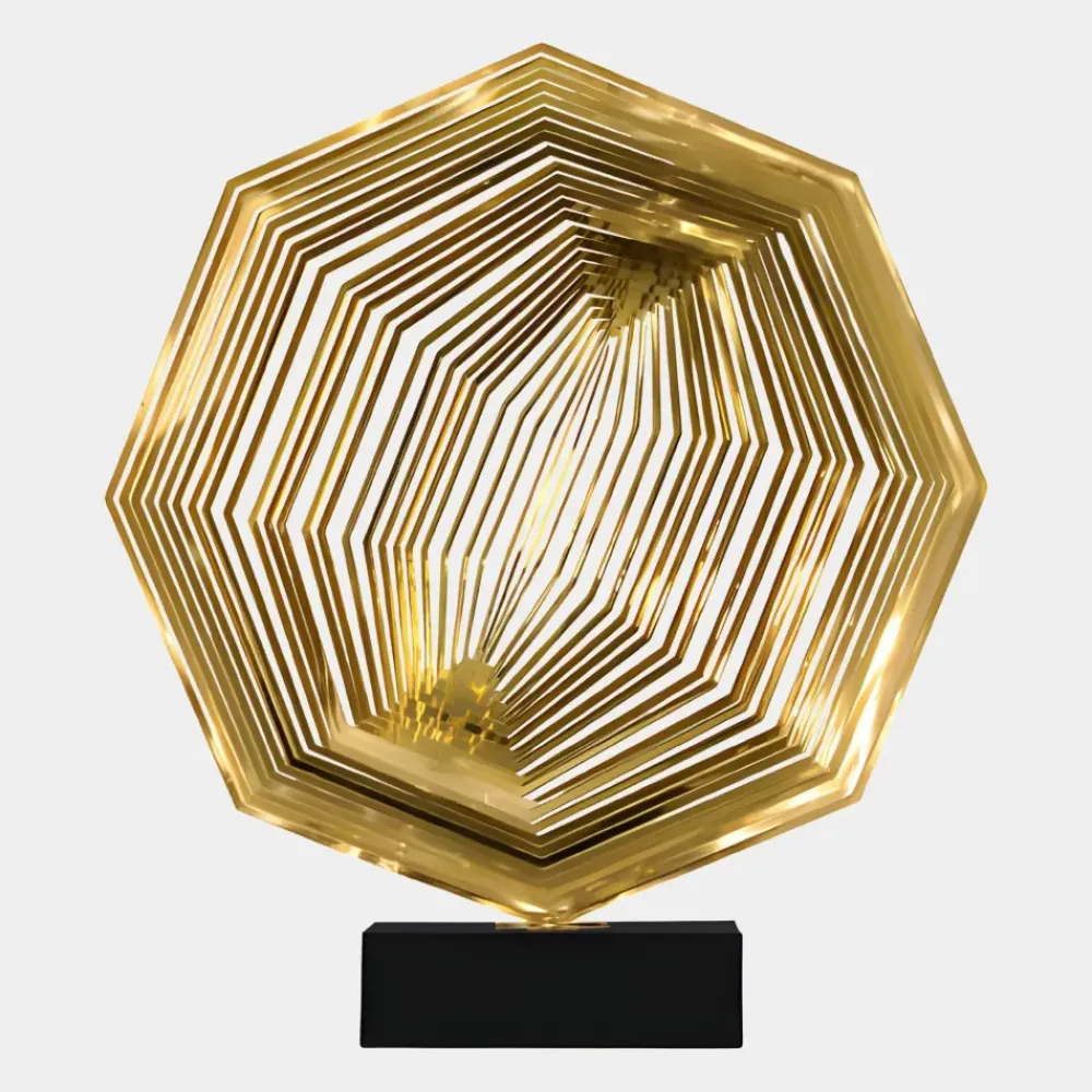 Table Top|Abstract^Statues & Sculptures Xenon Grid 70cm Gold Metal Indoor Sculpture