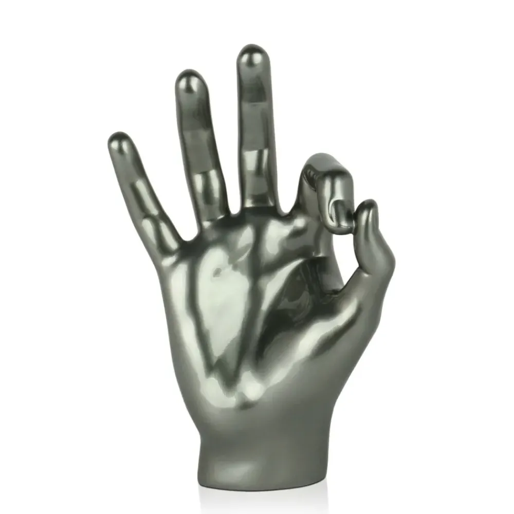 Table Top|Contemporary^Statues & Sculptures Zen Hand 27cm Anthracite Resin Indoor Sculpture