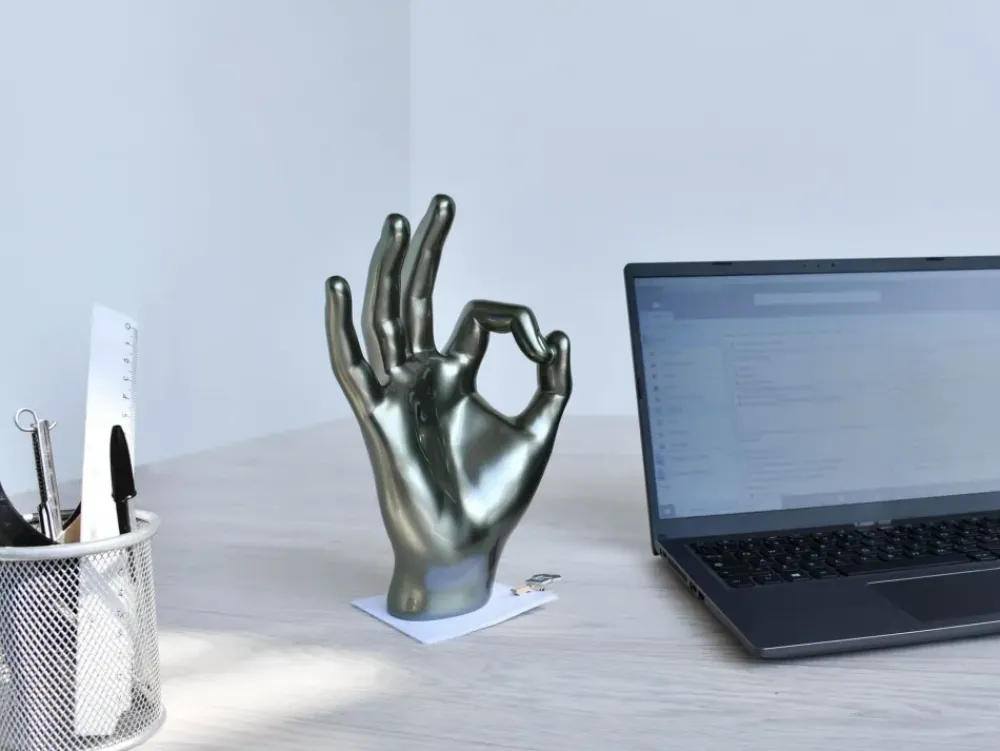 Table Top|Contemporary^Statues & Sculptures Zen Hand 27cm Anthracite Resin Indoor Sculpture